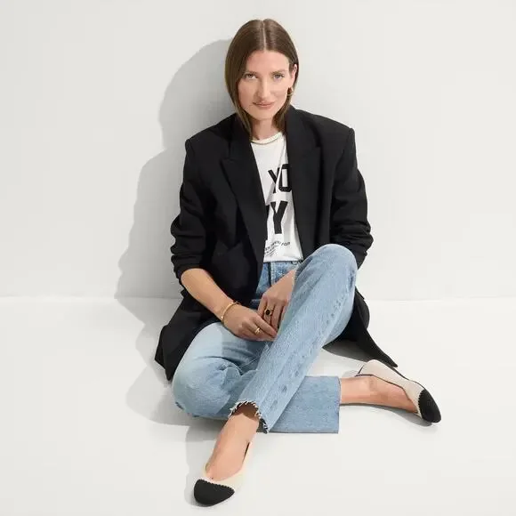 Rothys Tuxedo The Square Slip On Ballet Flat Shoes Size 9.5 / Excellent - Picture 11 of 14